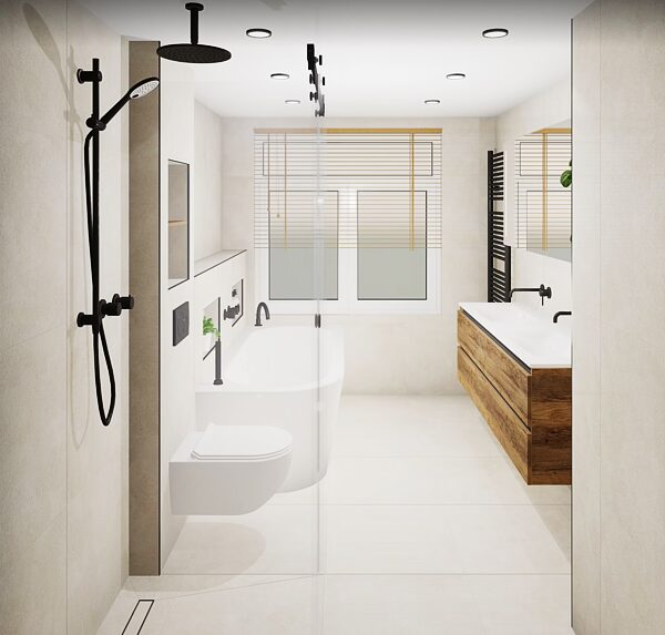 Ontwerptekening voor een nieuwe badkamer